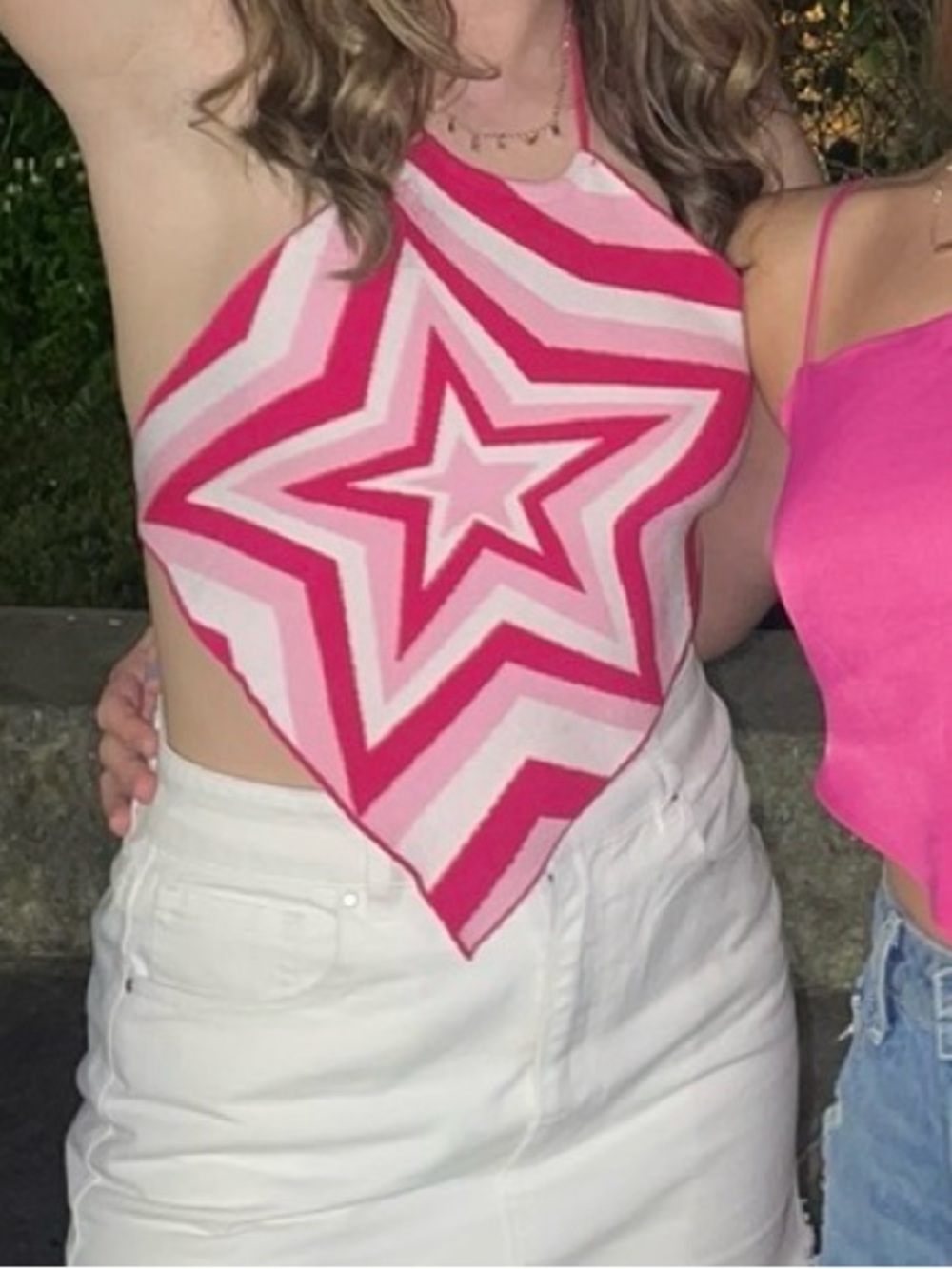 debut Pink Star Halter Bandana Top